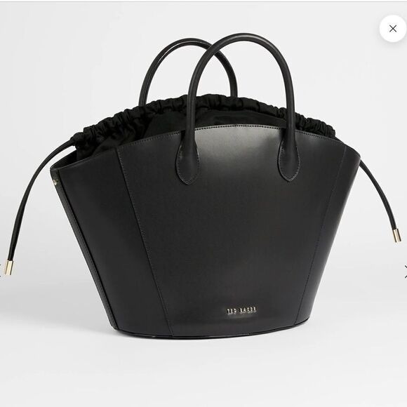TED BAKER Saffet Oversized Bucket Tote Bag Black Leather New With Tag Oversized - Picture 8 of 15